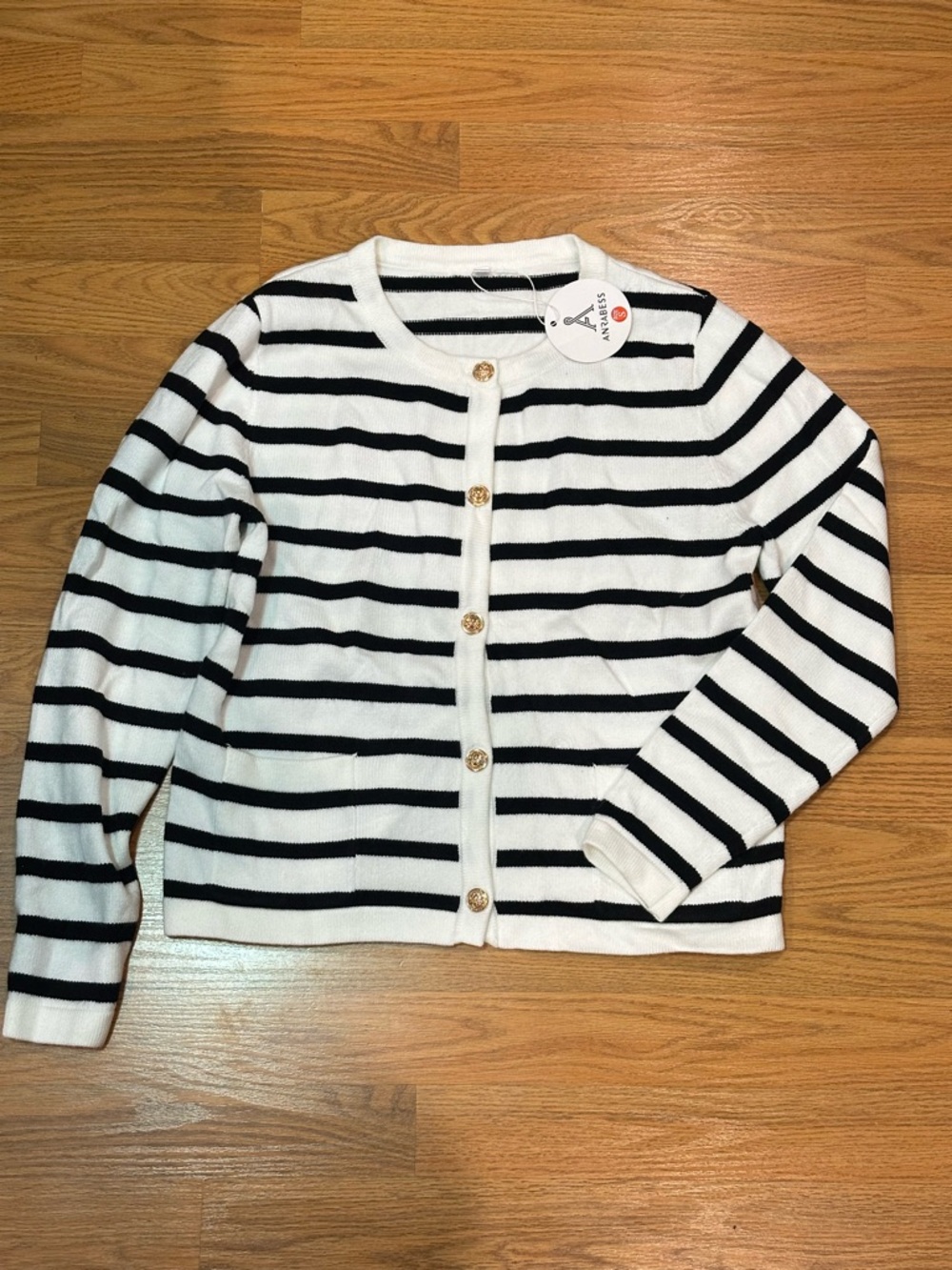 NWT Striped Button-Front Cardigan - Black & White
